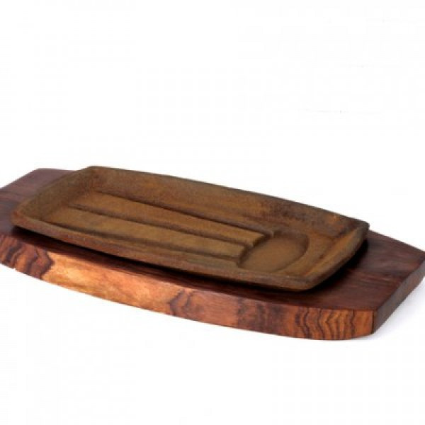 Сковорода чугунная прямоугольная на деревянной подставке 205*125 мм (шт) Империя Посуды EMP_9947 - фото 1 - id-p10468776