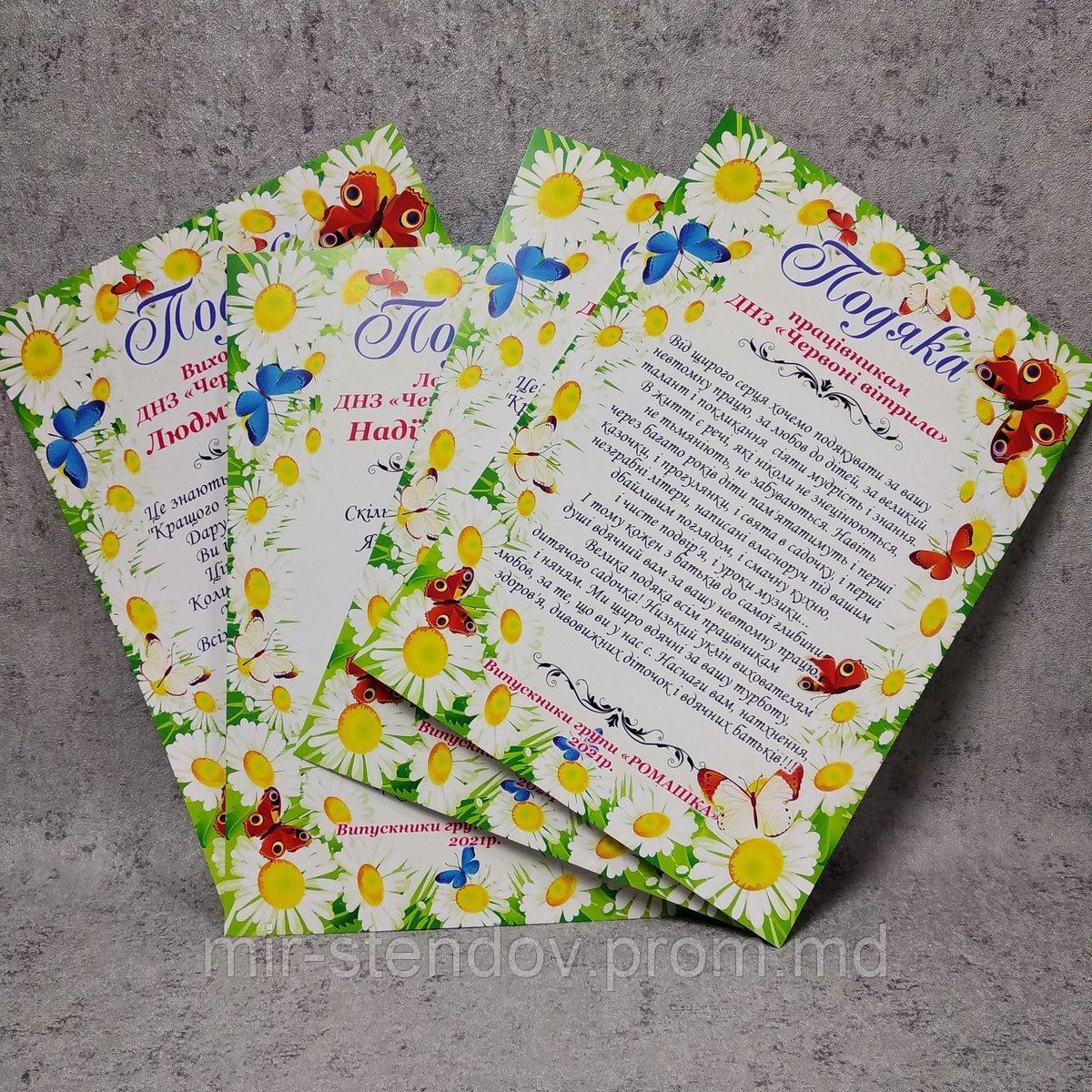 Благодарность для сотрудников детского сада с текстом. "Ромашки", фото 1