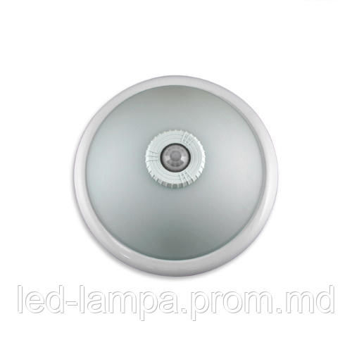 Потолочный светильник/корпус, master LED, встроенный ИК-датчик движения, сталь + стекло, белый, 2хE27. ПОЛЬША! - фото 1 - id-p10471058