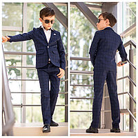 Стильный классический детский костюм для мальчика: пиджак и штаны в крупную клетку