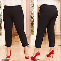 Женские удобные легкие укороченные летние брюки на резинке, с карманами по бокам, супер батал большие размеры