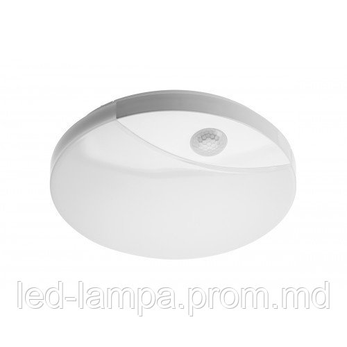 Светодиодный LED светильник GTV, 16W (EMC+), 4000K, IP44, с датчиком движения, круглый, пластик, белый, LOGOS. - фото 1 - id-p10475066