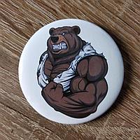 Значок металлический культурист "Медведь" и "Бык"