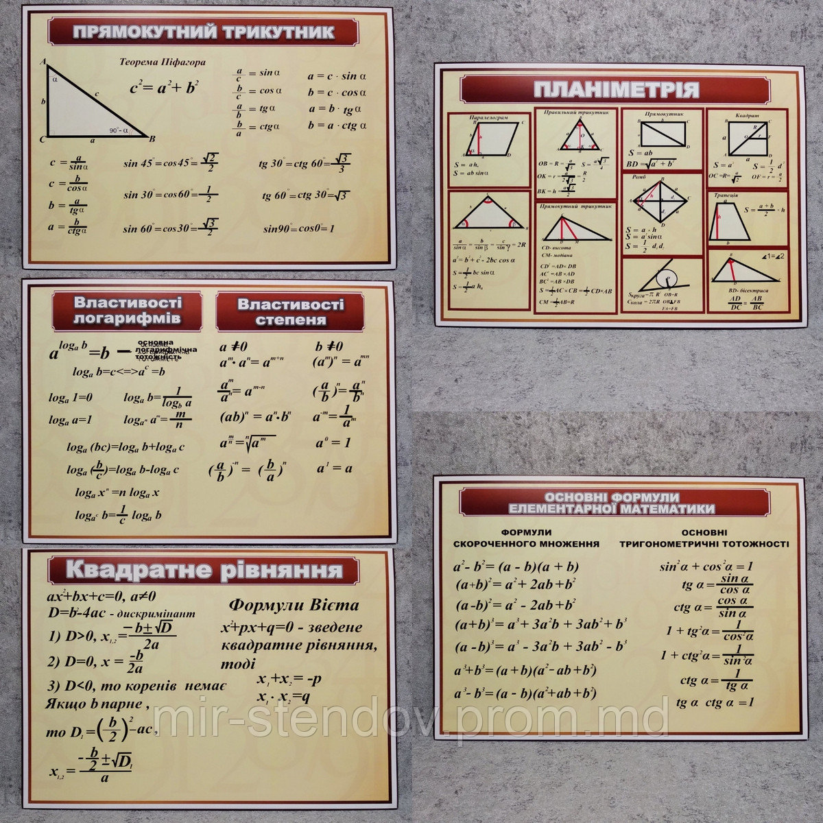 Комплект стендов для кабинета математики, фото 1