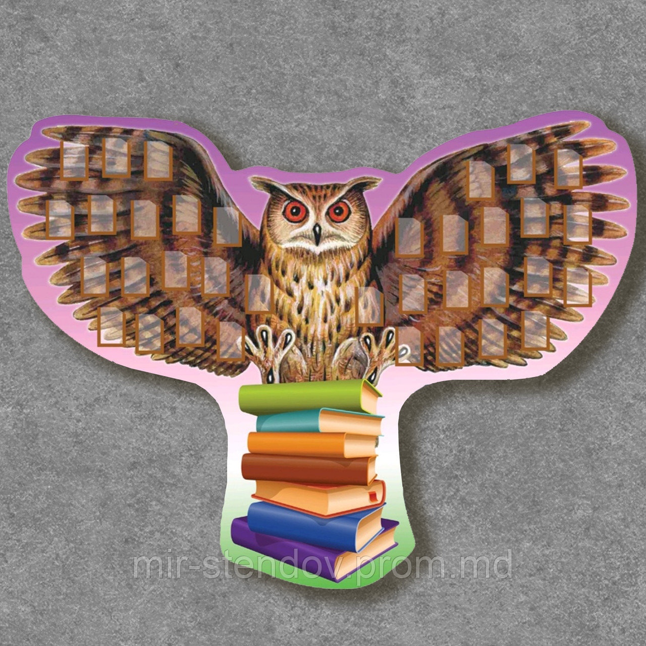 Пластиковый стенд-визитка для класса начальной школы "Сова, фото 1