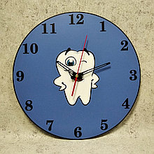 Часы настенные для стоматологии. Веселый зубик (Синие)