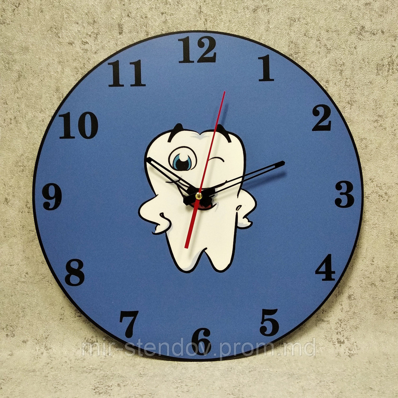 Часы настенные для стоматологии. Веселый зубик (Синие) - фото 1 - id-p10475227