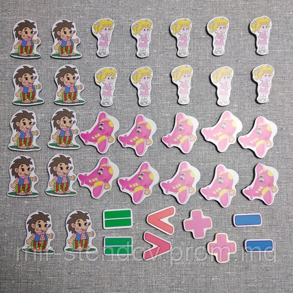 Набор обучающих магнитов Счёт с Ёжиками, девочками и самолётиками, фото 1