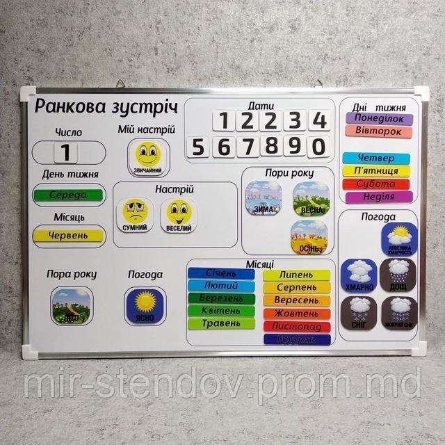 Магнитный стенд "Ранкова зустріч" для НУШ (40х60 см), фото 1