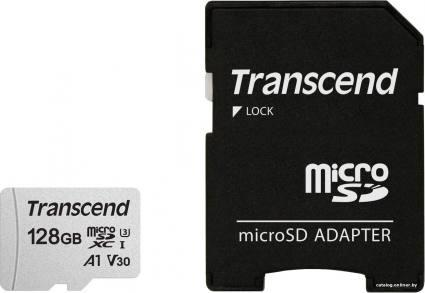 Transcend microSDXC 300S 128GB + адаптер - фото 1 - id-p10478440