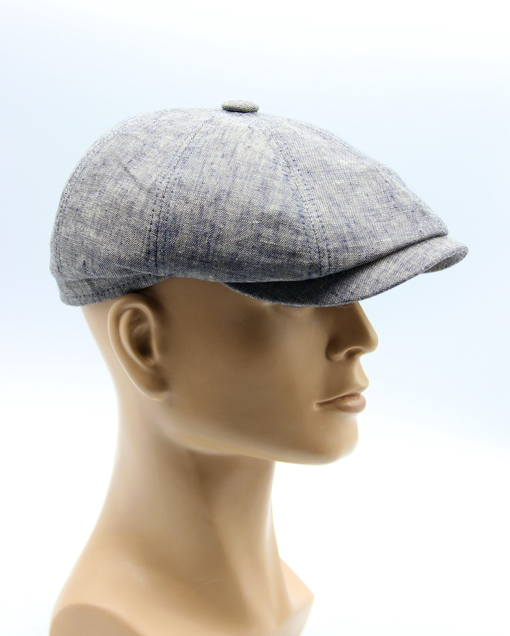 Мужская летняя кепка восьмиклинка серая из льна - фото 1 - id-p10480202
