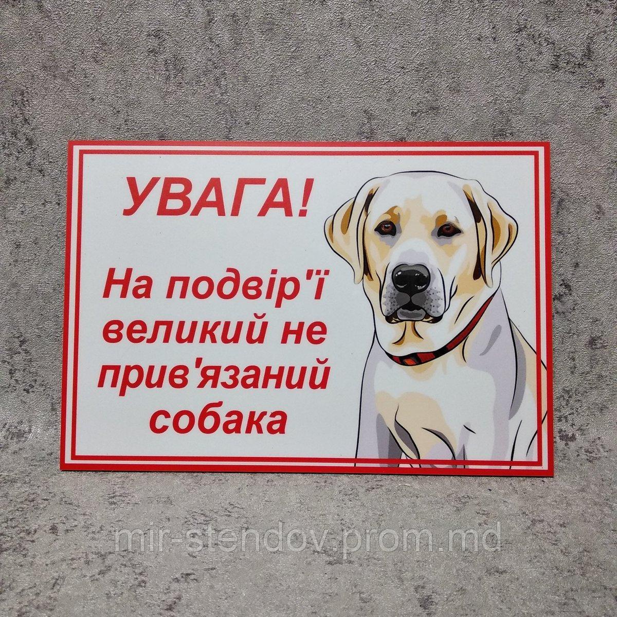 Табличка"Внимание, во дворе большая собака без привязи" (Лабрадор) - фото 1 - id-p10480273