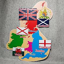 Great Britain карта с накладными флагами