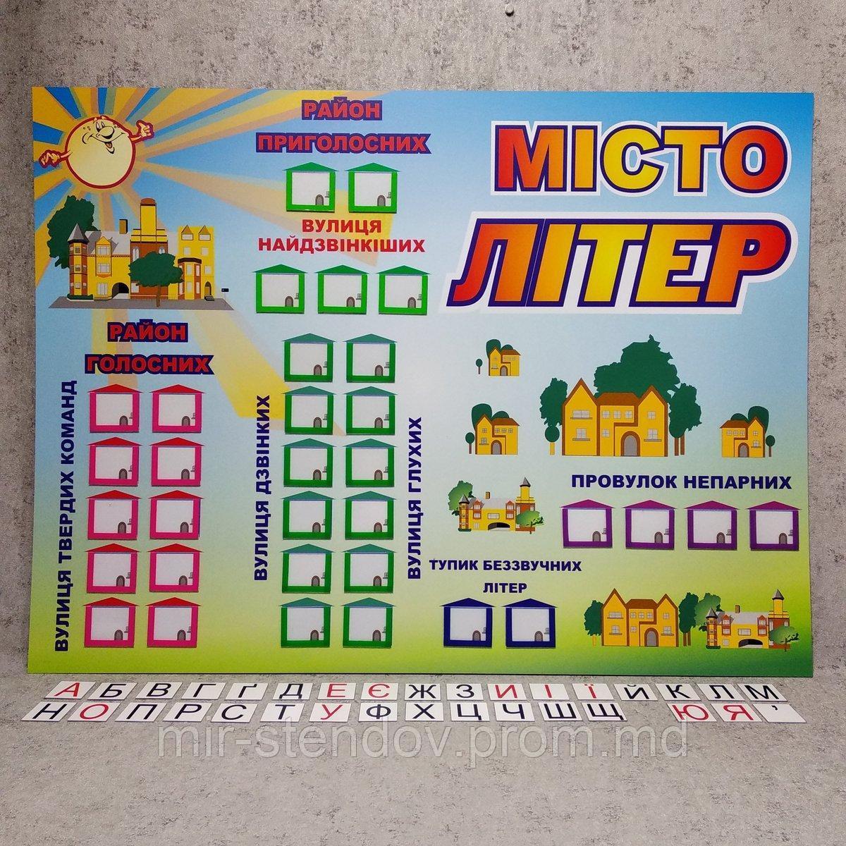 Місто літер. Стенд для логопедів з кишенями для карточок, фото 1