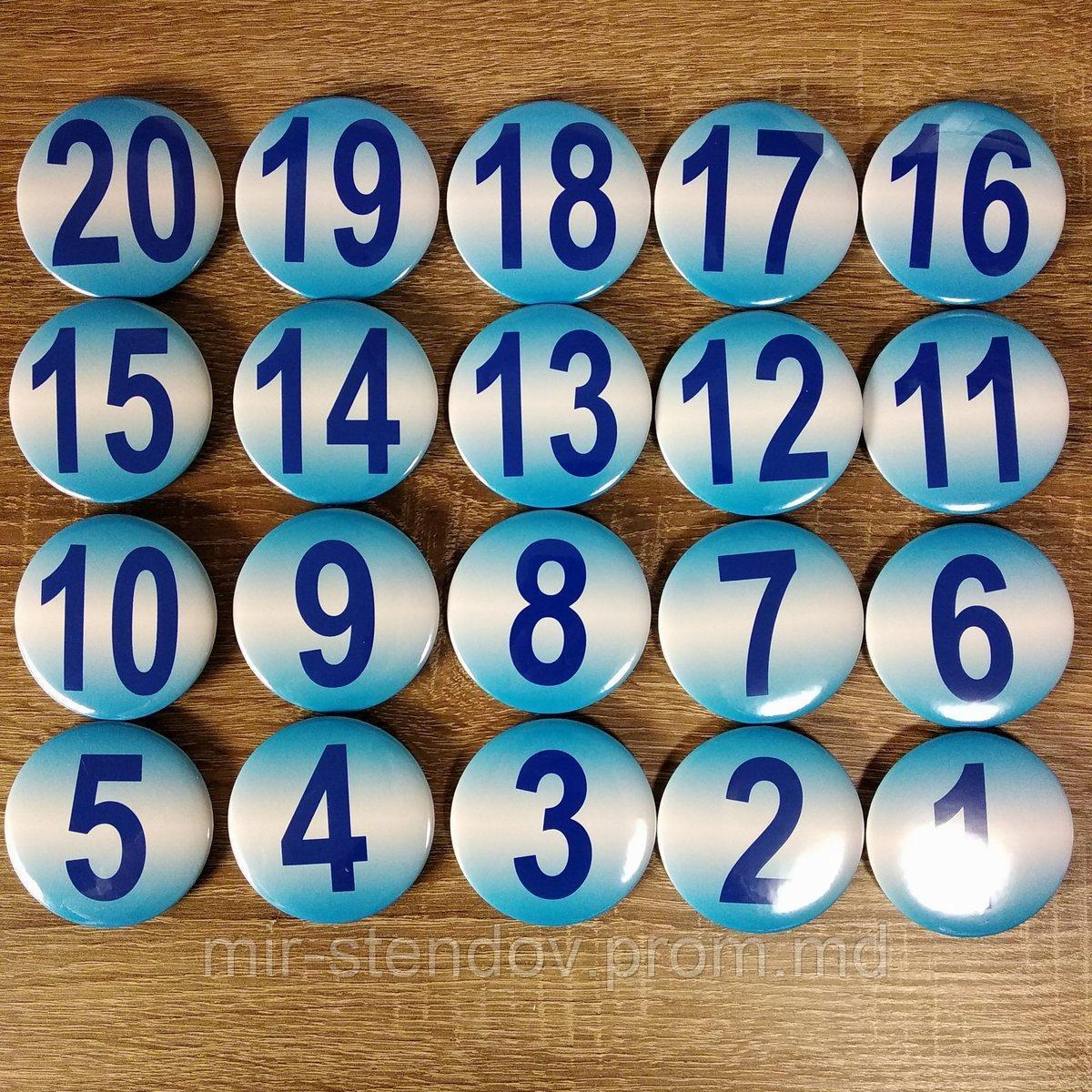Значки с номерами (1-20). Для участников соревнований (Комплект / поштучно), фото 1