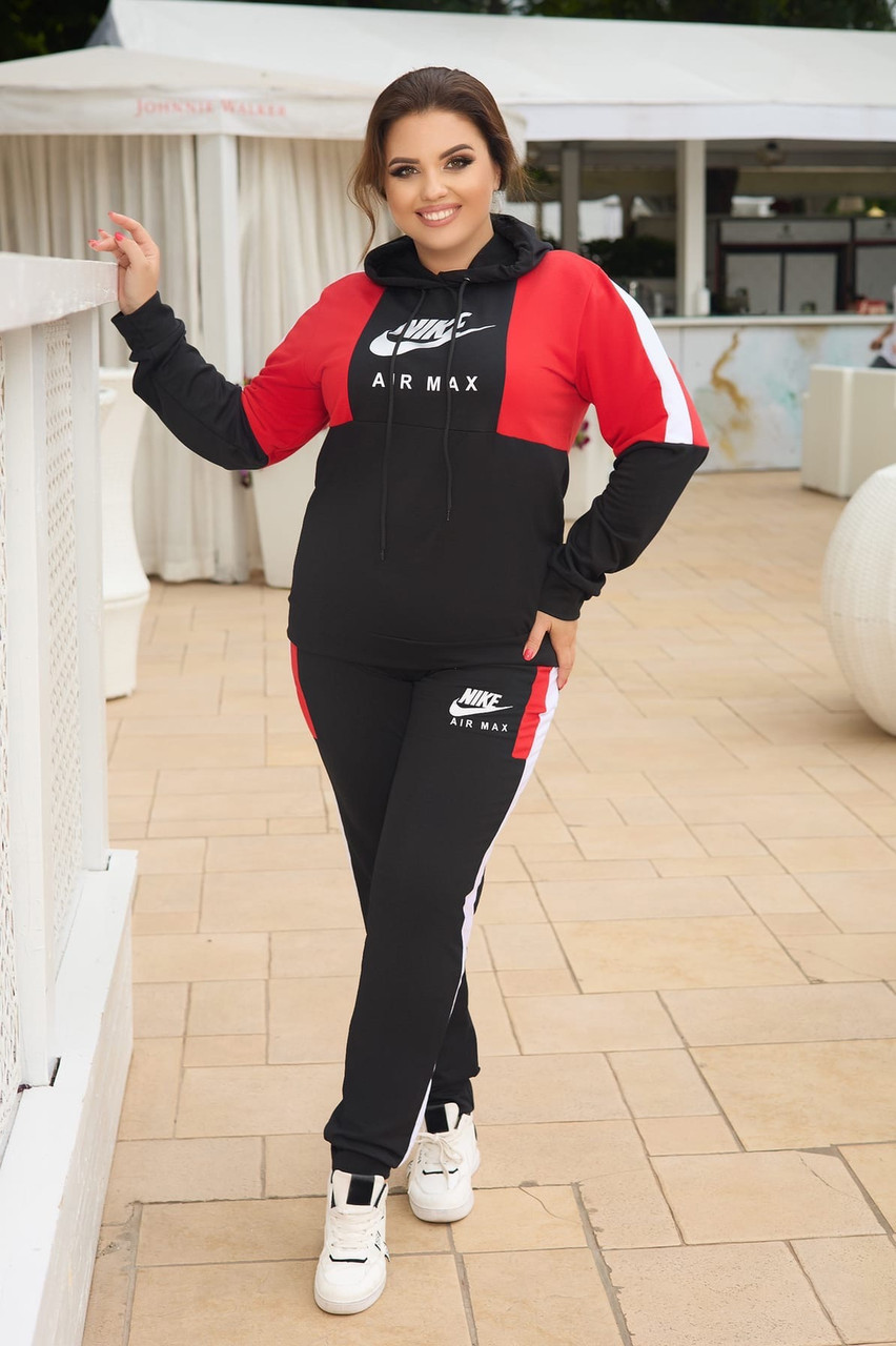Женский прогулочный спортивный костюм: кофта с капюшоном и штаны с манжетами, батал большие размеры - фото 1 - id-p10481662