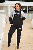 Женский прогулочный спортивный костюм: кофта с капюшоном и штаны с манжетами, батал большие размеры