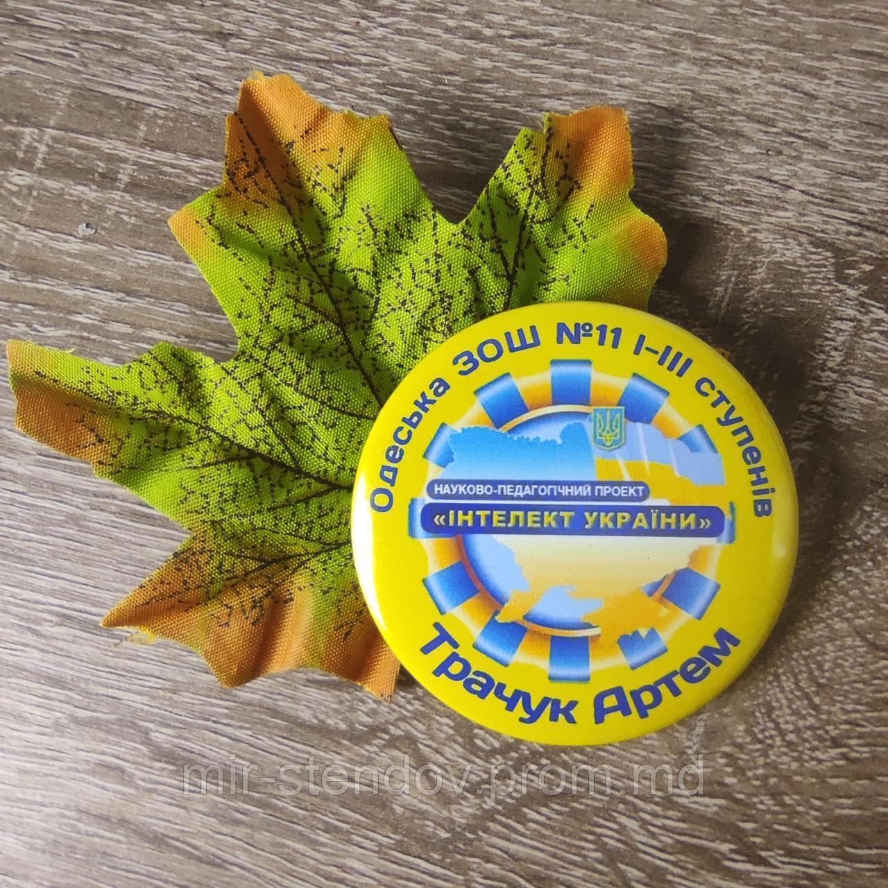Значки Интеллект Украины с листочками, фото 1
