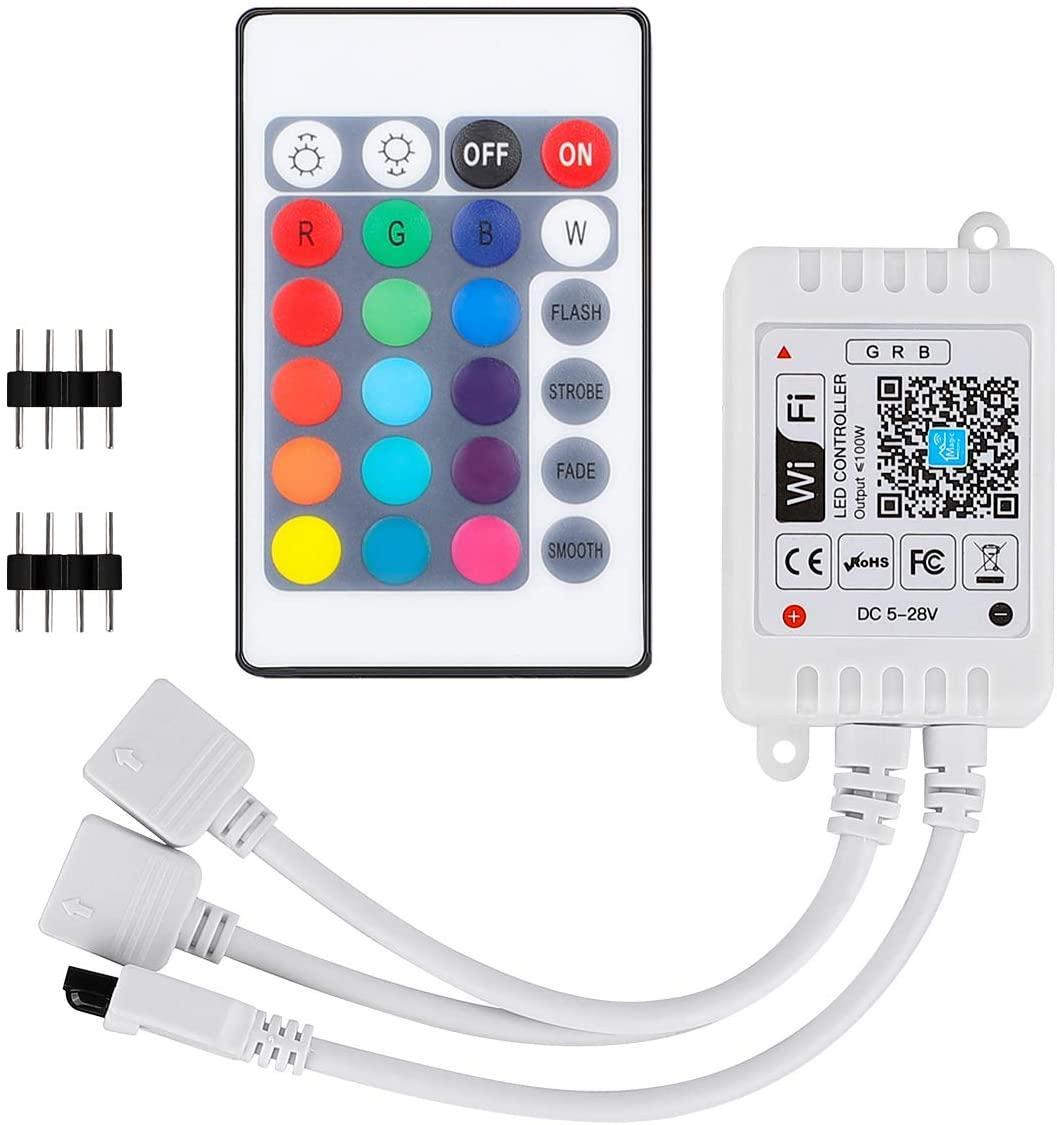 Wi-Fi RGB контроллер с таймером и цветомузыкальным режимом + IR пульт 24 кнопки - фото 1 - id-p10487567
