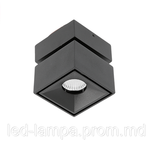 Светодиодный светильник GTV, 15W (EMC+), 4000K, поворотный, накладной, квадратный, чёрный, BIANCO - фото 1 - id-p10510322