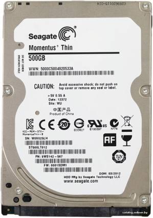 Seagate Momentus Thin 500GB (ST500LT012) - фото 1 - id-p10505248