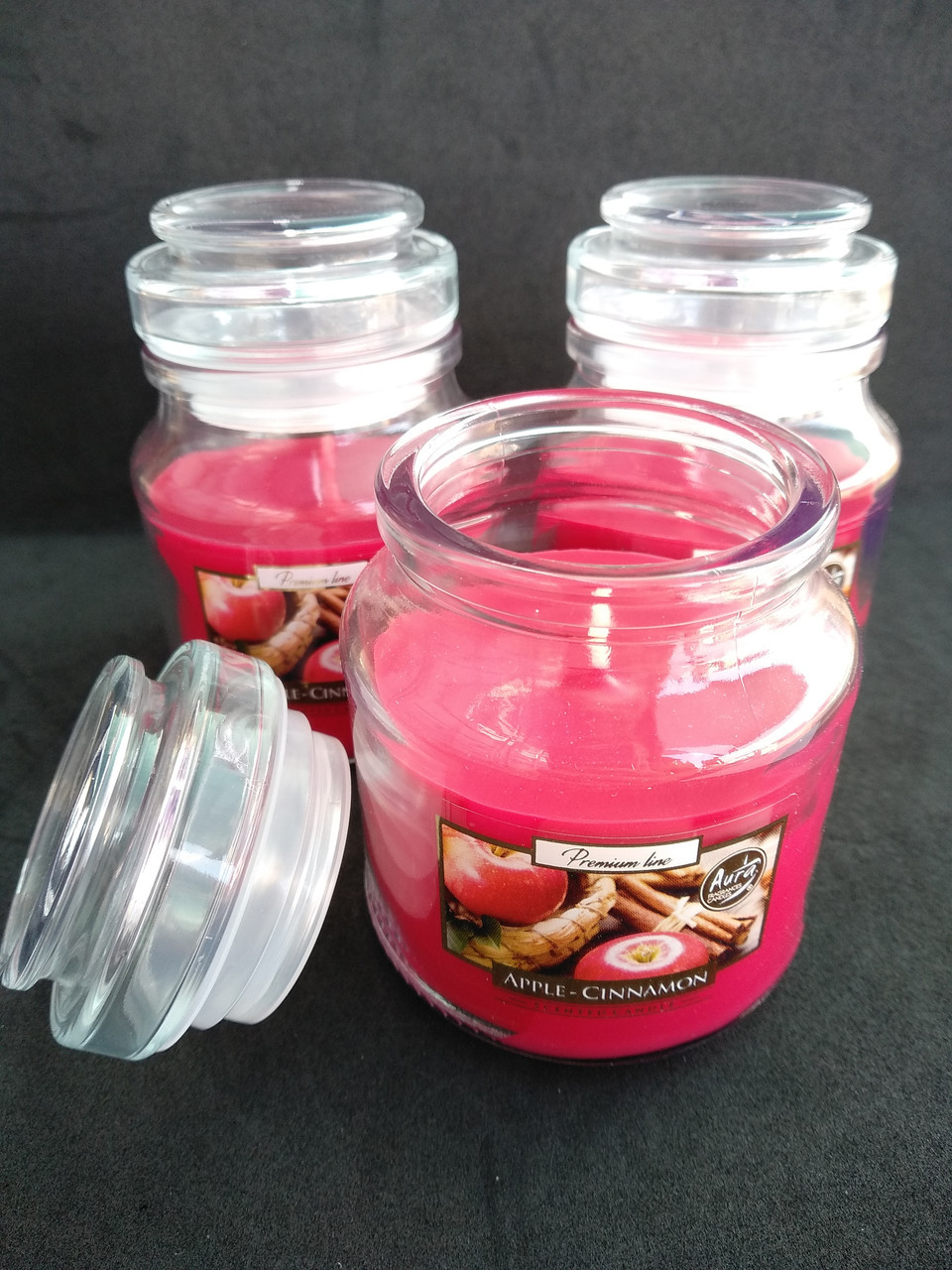 Свеча ароматизированная в сосуде AURA Bispol с запахом яблоко-корицы время горения 30 часов - фото 1 - id-p10512791