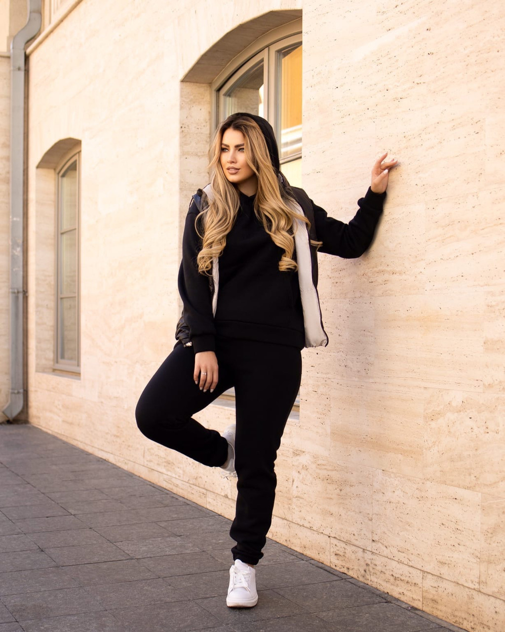 Женский зимний теплый спортивный костюм: кофта с капюшоном и штаны с начесом, норма и батал большие размеры - фото 1 - id-p10513077