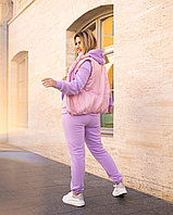 Молодежная женская двухсторонняя короткая жилетка безрукавка на синтепоне, с карманами, батал большие размеры