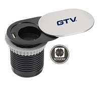 Удлинитель GTV, встраиваемый, SLIDE, 1 гнездо, 1 USB х 2.4A 5V, провод 1.9 м, серебристый, SCHUKO