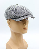 Кепка восьмиклинка с пуговицей рябая серая