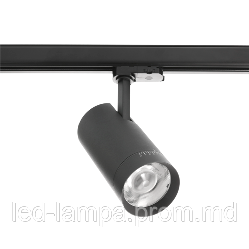 Светодиодный LED светильник, трековый, GTV, 30W(EMC+), 4000К, 15-38°, трёхфазный, чёрный - фото 1 - id-p10513723