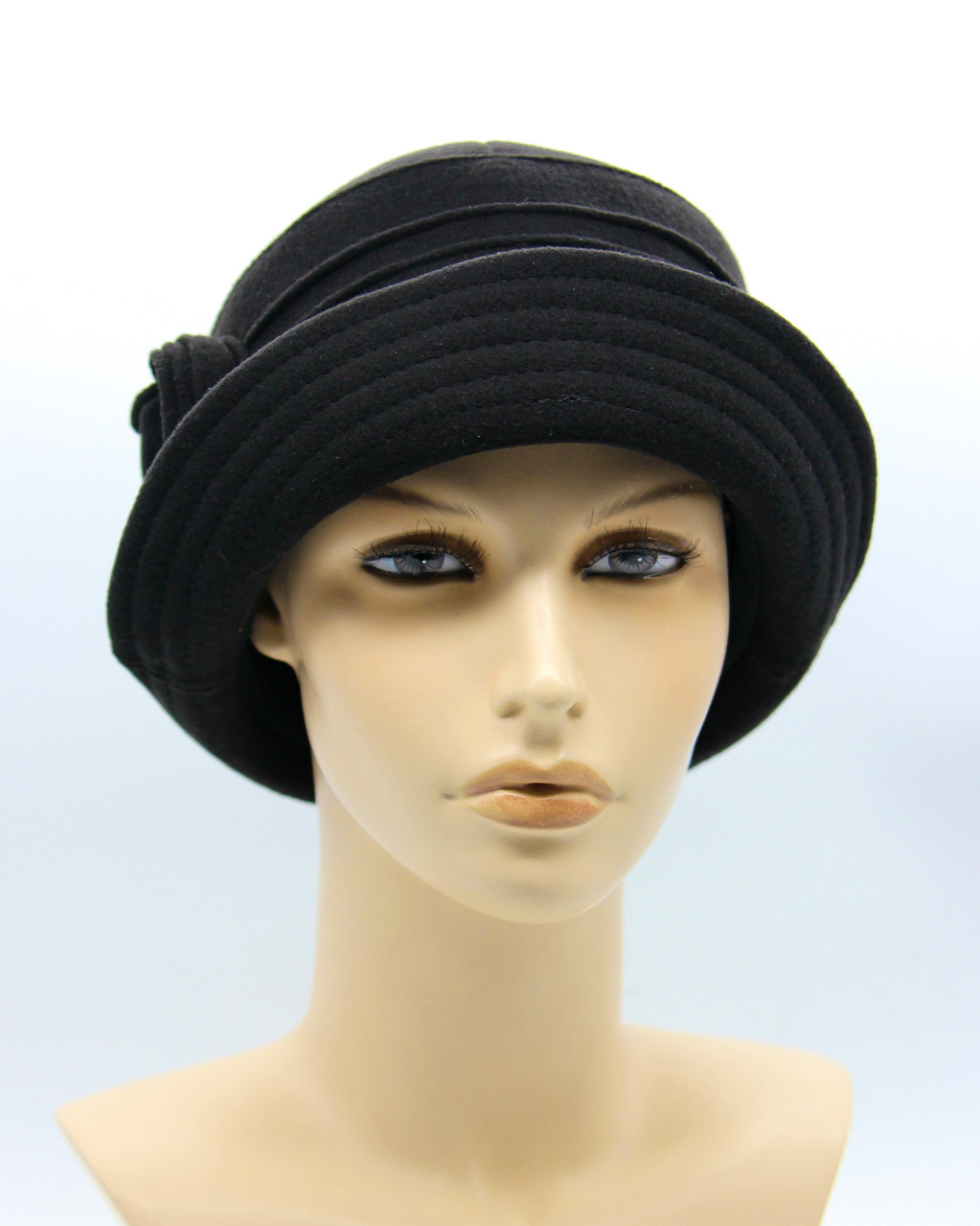 Шляпа женская с полями и украшением из кашемира черная - фото 1 - id-p10515118