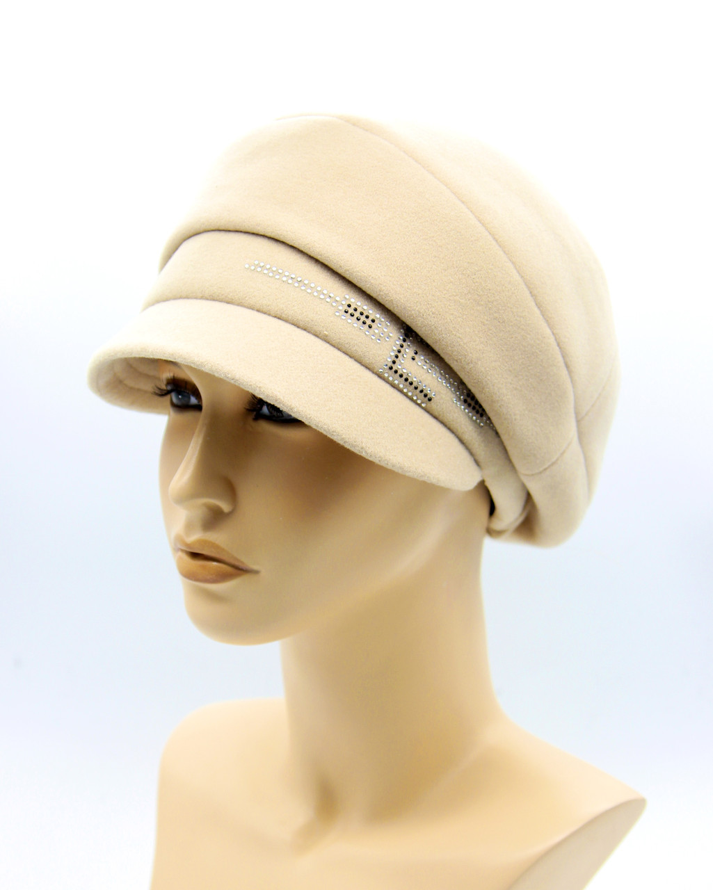 Женская кепка осеняя из кашемира бежевая - фото 1 - id-p10515130
