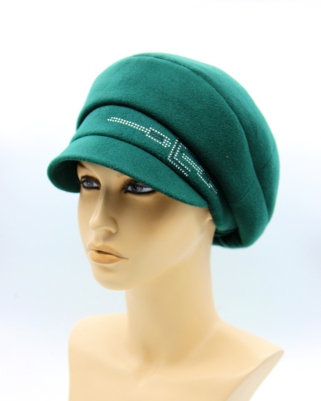 Женская кепка осеняя из кашемира зеленая - фото 1 - id-p10515131