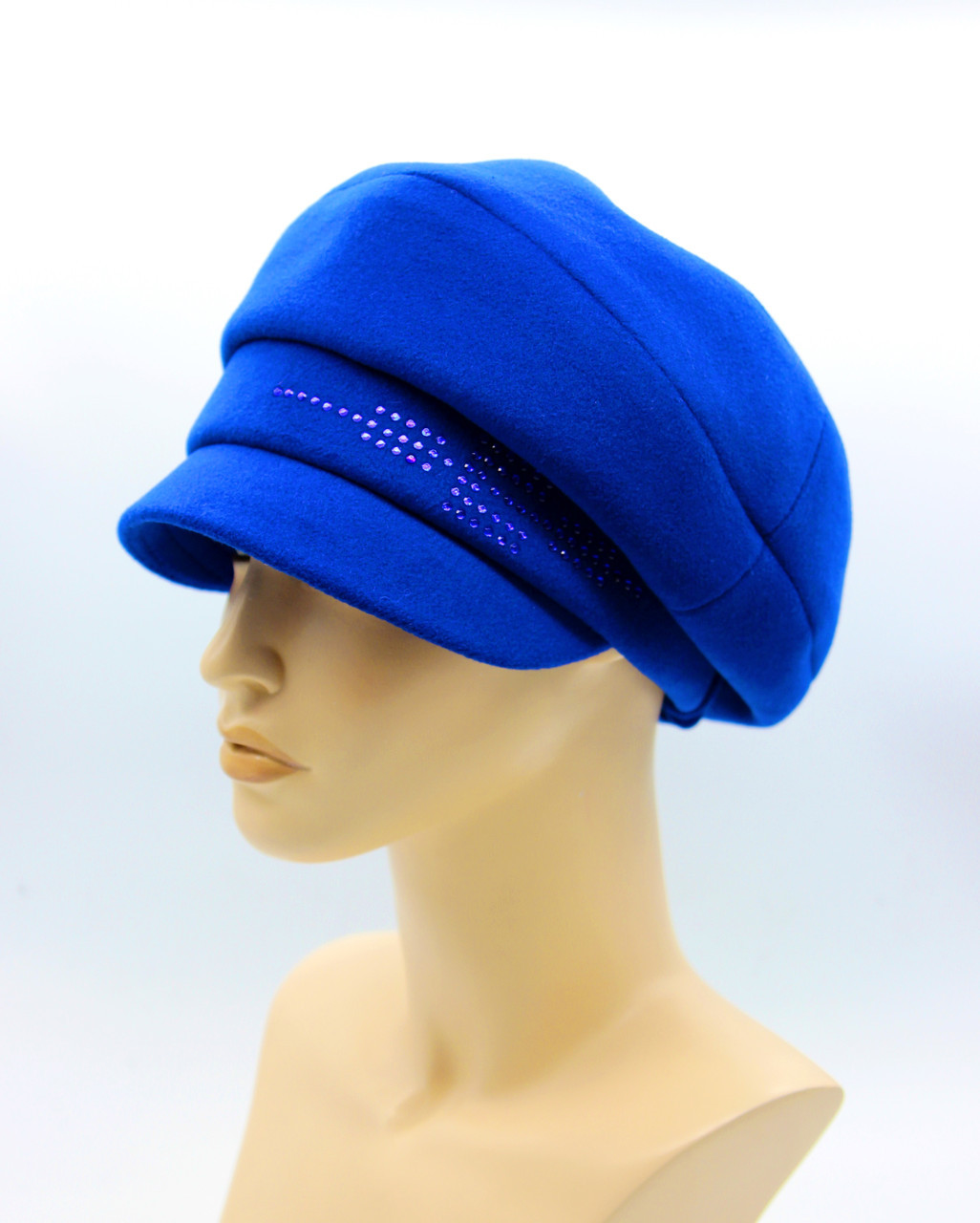 Женская кепка осеняя из кашемира синяя электрик - фото 1 - id-p10515134