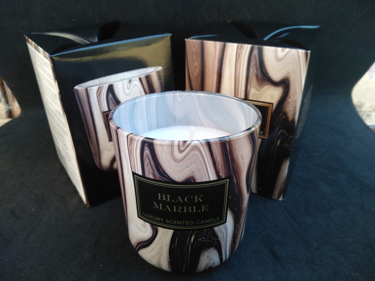 Свечи ароматизированные в стакане Bartek Black Marble - фото 1 - id-p10515226