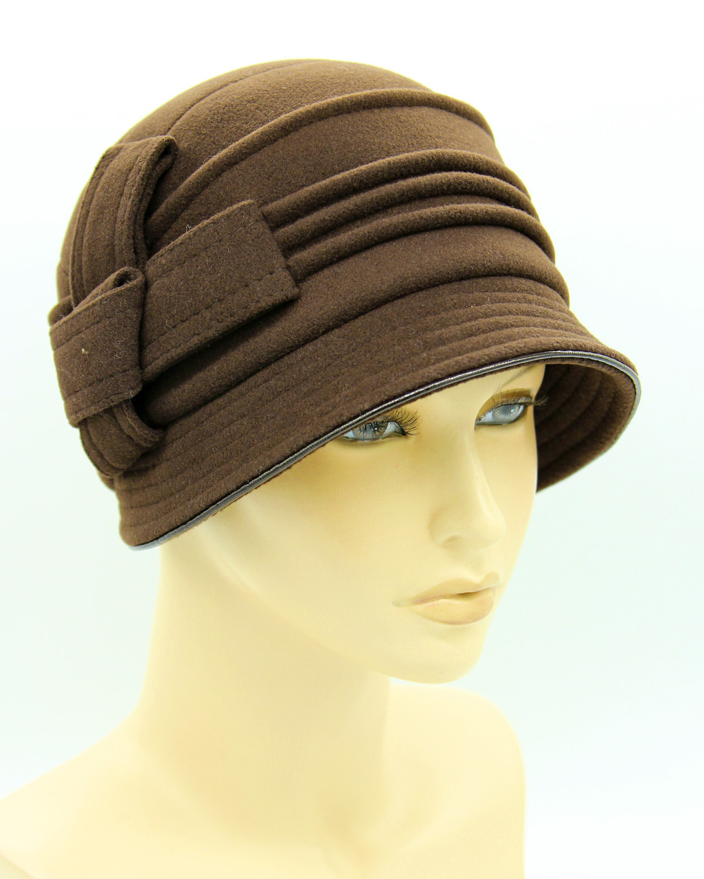 Женская шляпа кашемировая с полями и украшением коричневая - фото 1 - id-p10515168