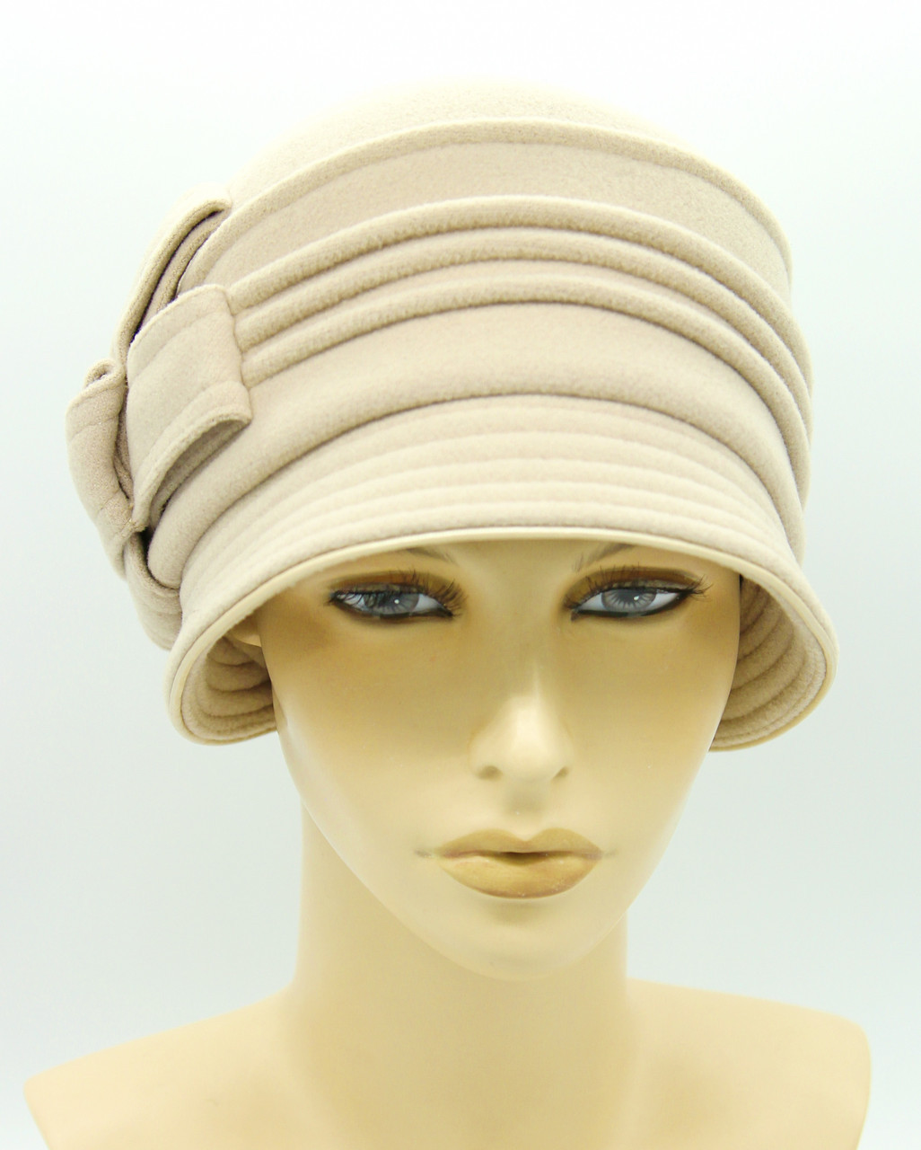Женская шляпа кашемировая с полями и украшением бежевая - фото 1 - id-p10515169