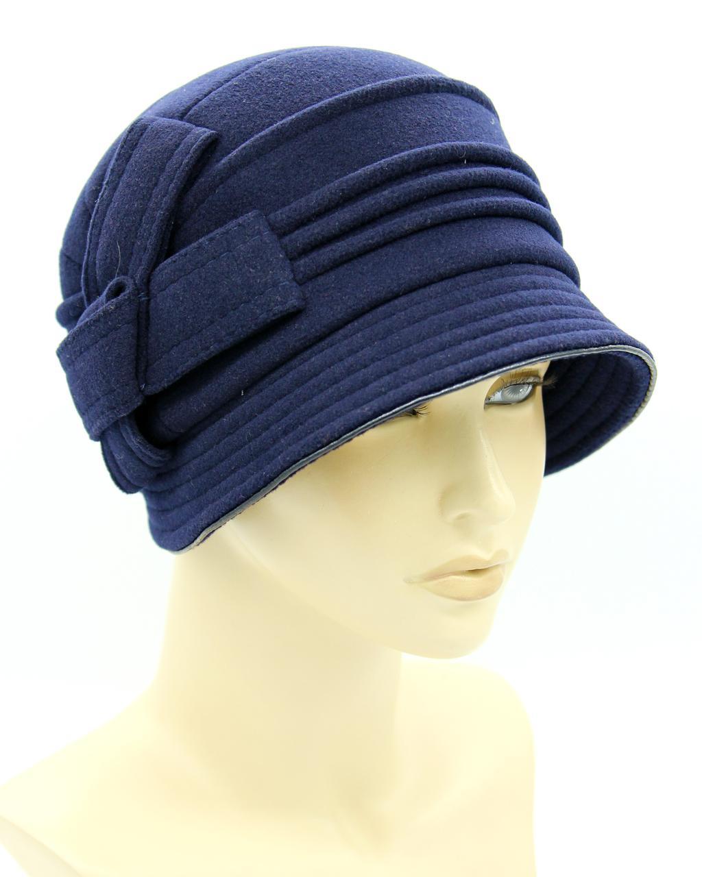 Женская шляпа кашемировая с полями и украшением синяя - фото 1 - id-p10515170