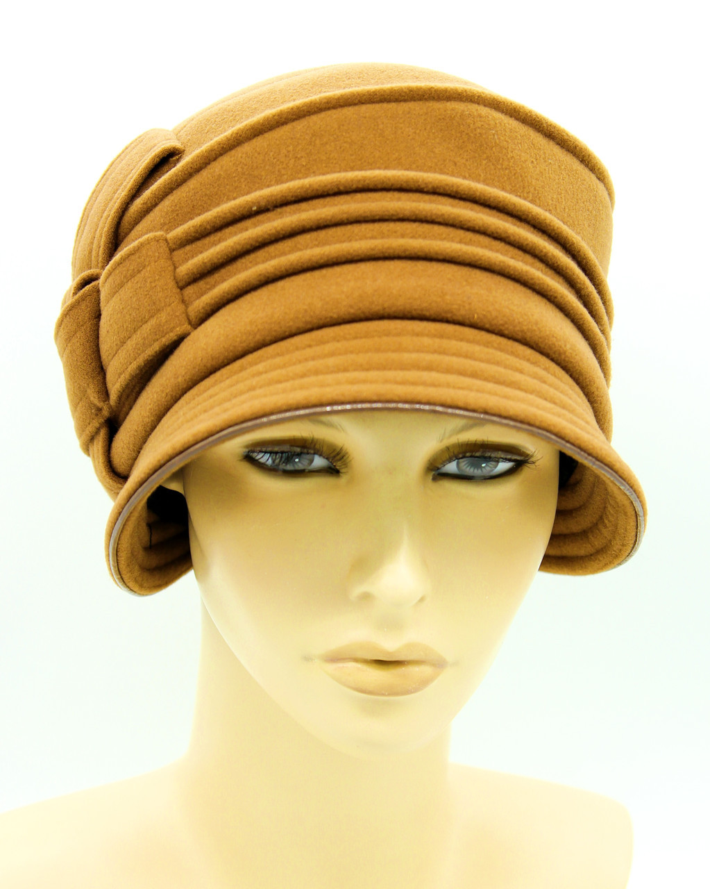 Женская шляпа кашемировая с полями и украшением горчица - фото 1 - id-p10515171