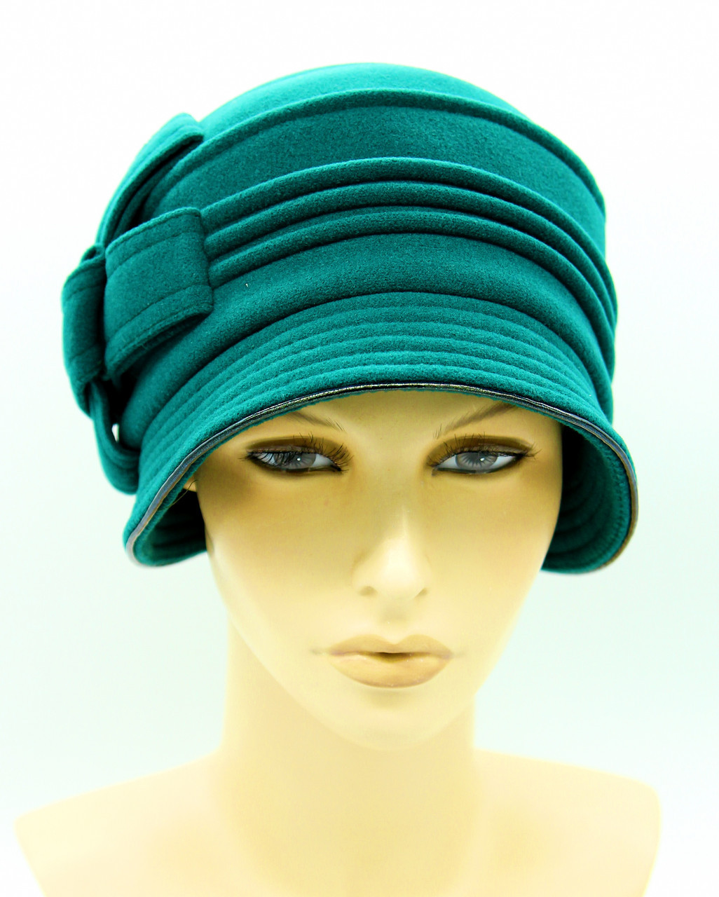Женская шляпа кашемировая с полями и украшением зеленая - фото 1 - id-p10515174