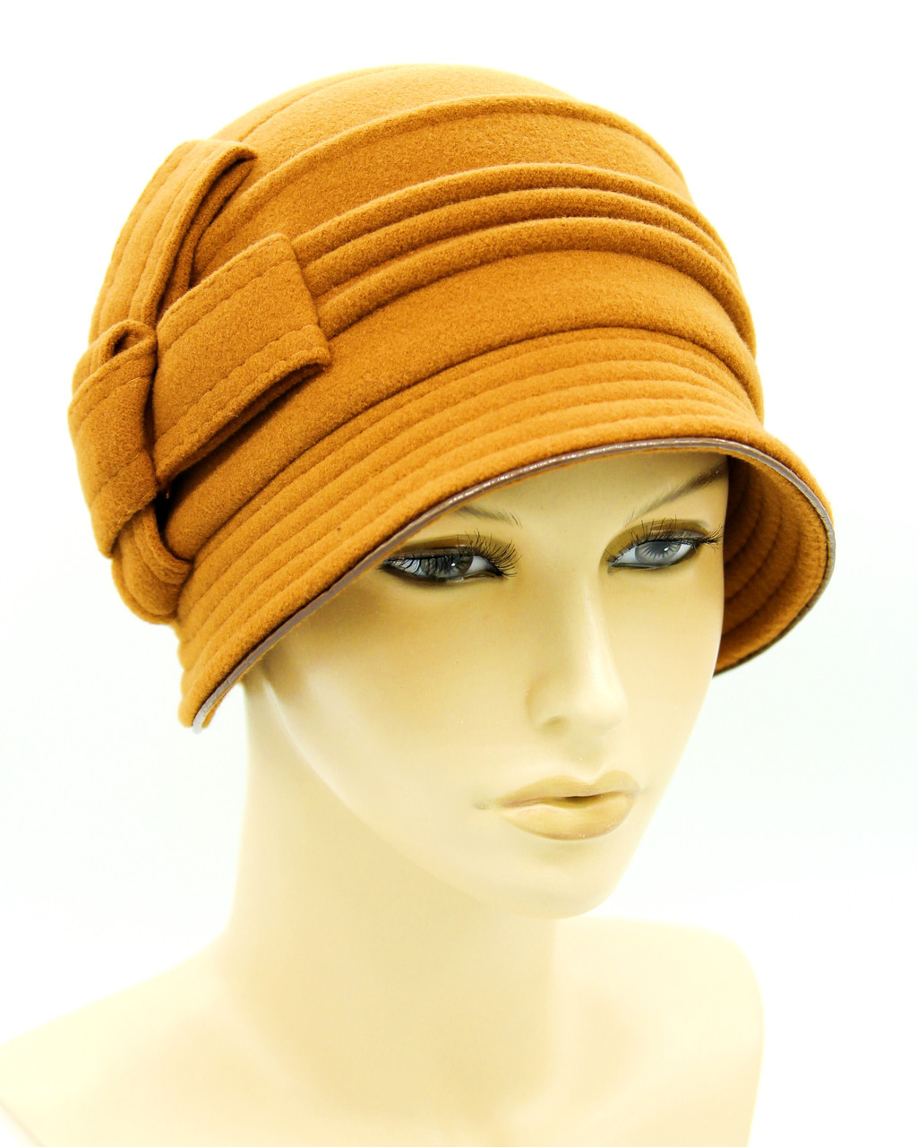 Женская шляпа кашемировая с полями и украшением рыжая - фото 1 - id-p10515175