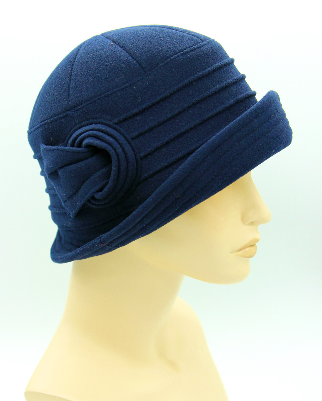 Шляпа женская кашемировая с полями и украшением синяя - фото 1 - id-p10515179