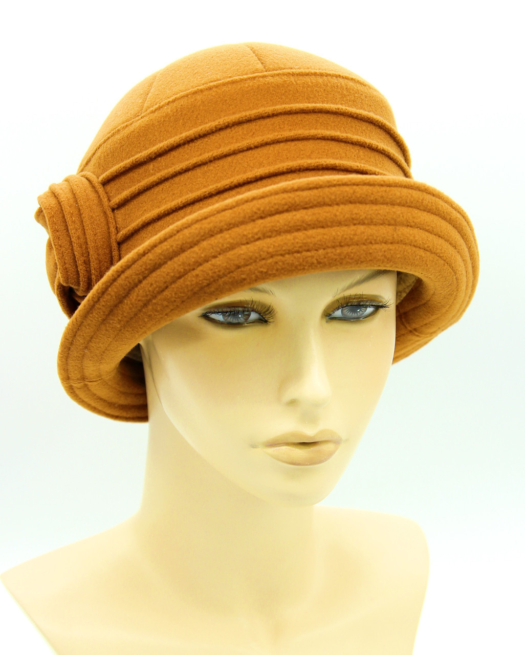 Шляпа женская с полями и украшением из кашемира рыжая - фото 1 - id-p10515182