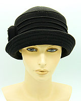 Шляпа женская с полями и украшением из кашемира черная