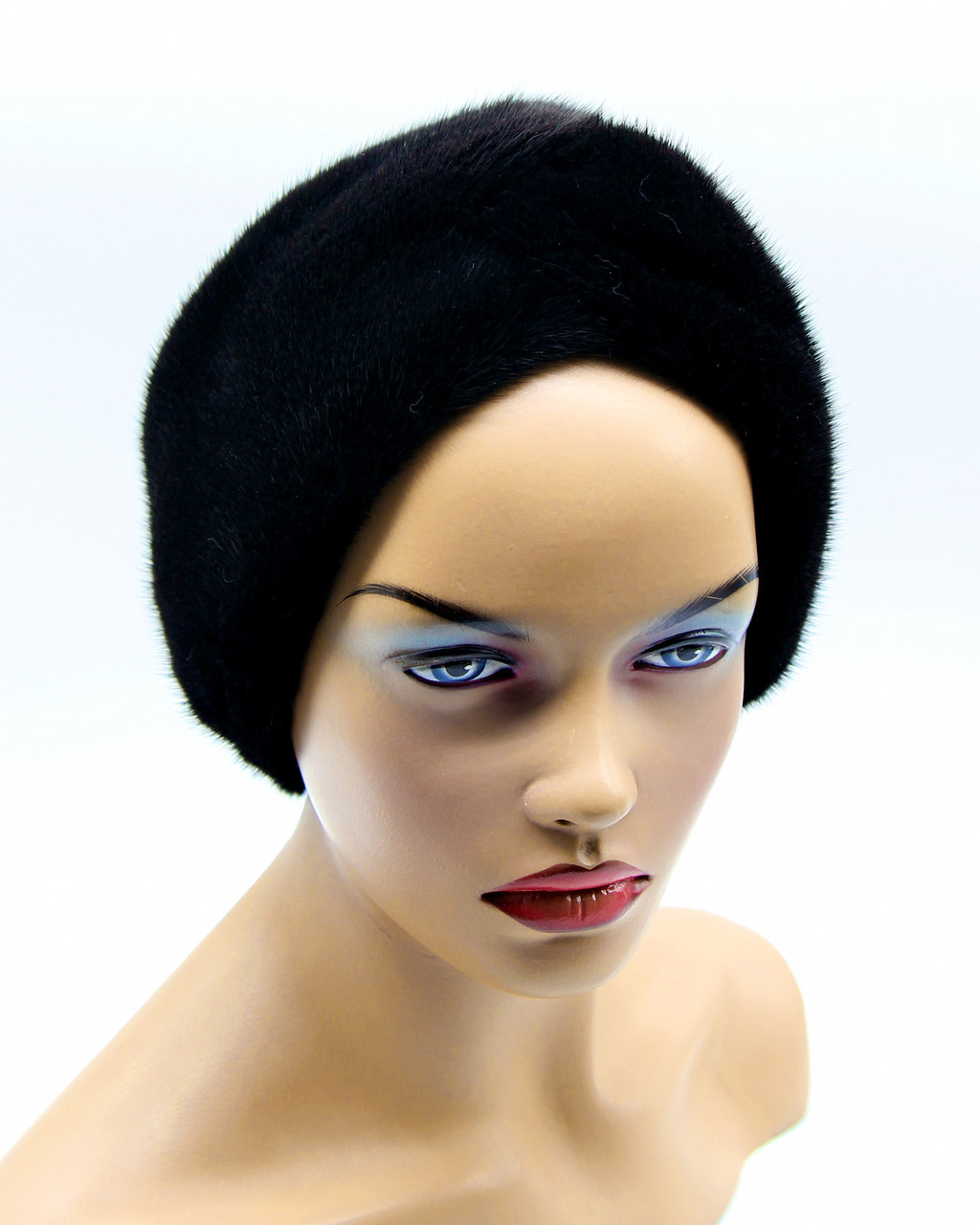 Женская меховая повязка Тюрбан на голову норковая черная - фото 1 - id-p10515191