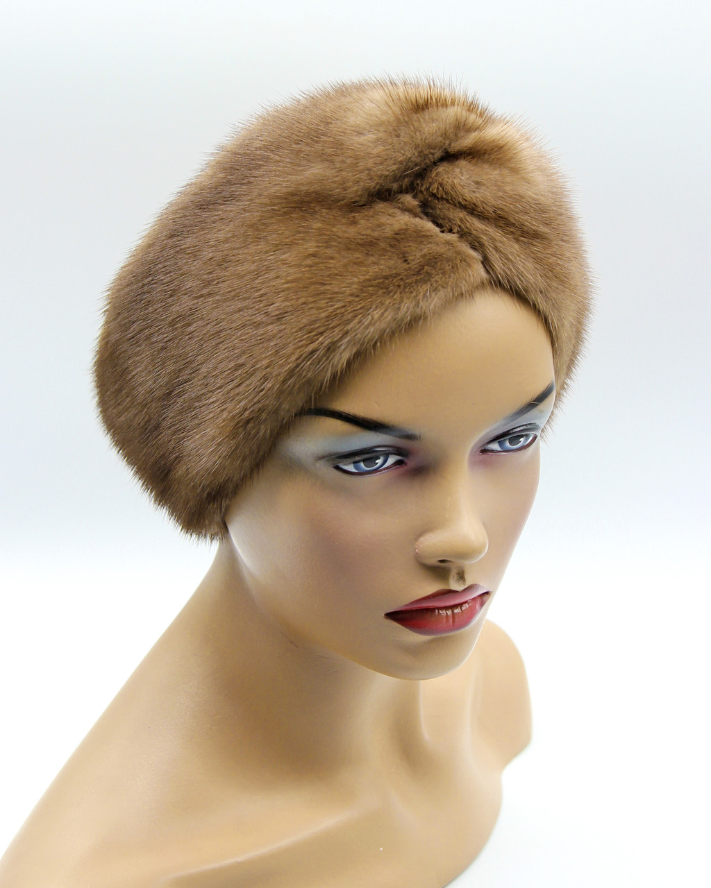 Женская меховая повязка Тюрбан на голову норковая пастель - фото 1 - id-p10515193