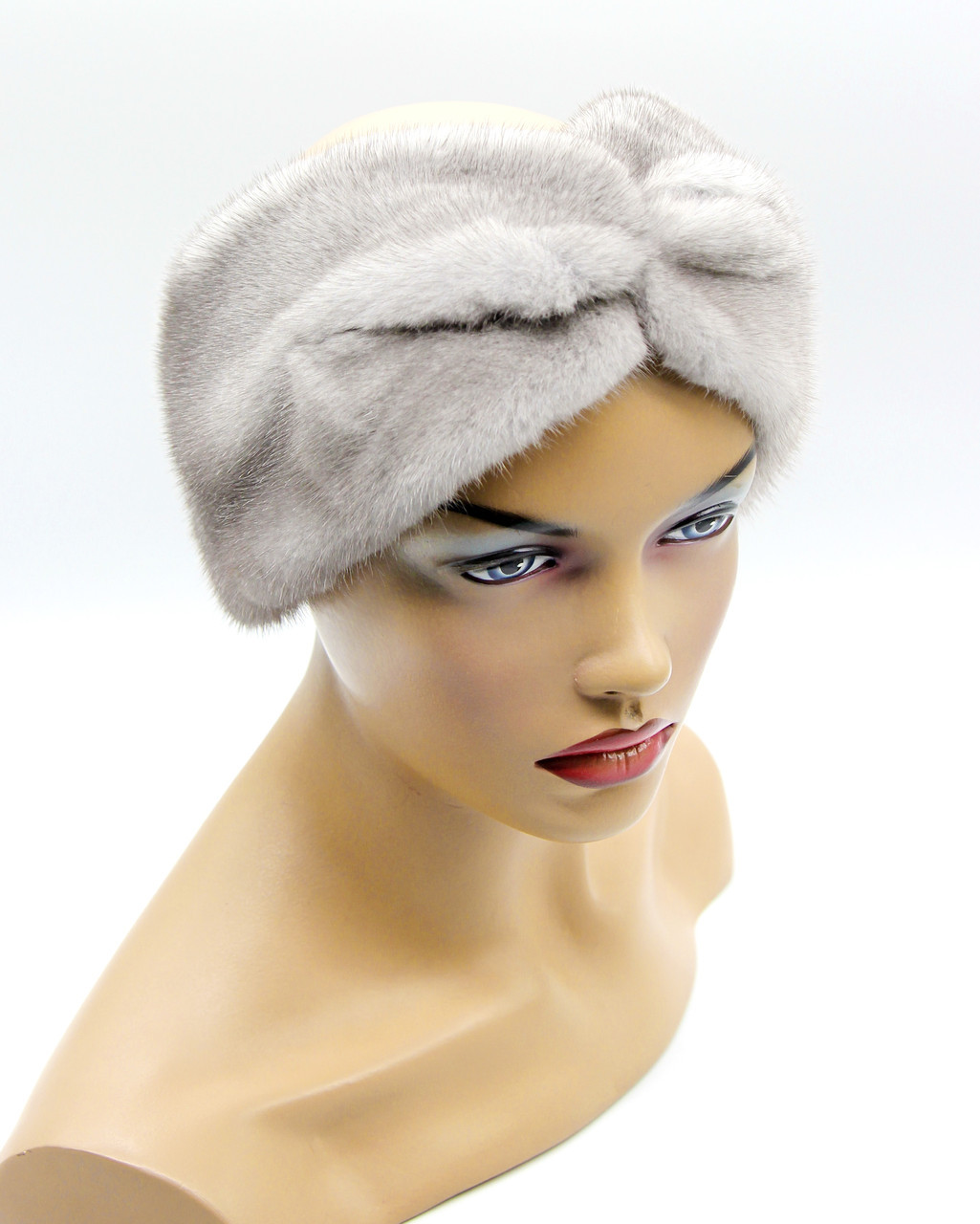 Женская меховая повязка Тюрбан на голову норковая сапфир - фото 1 - id-p10515195