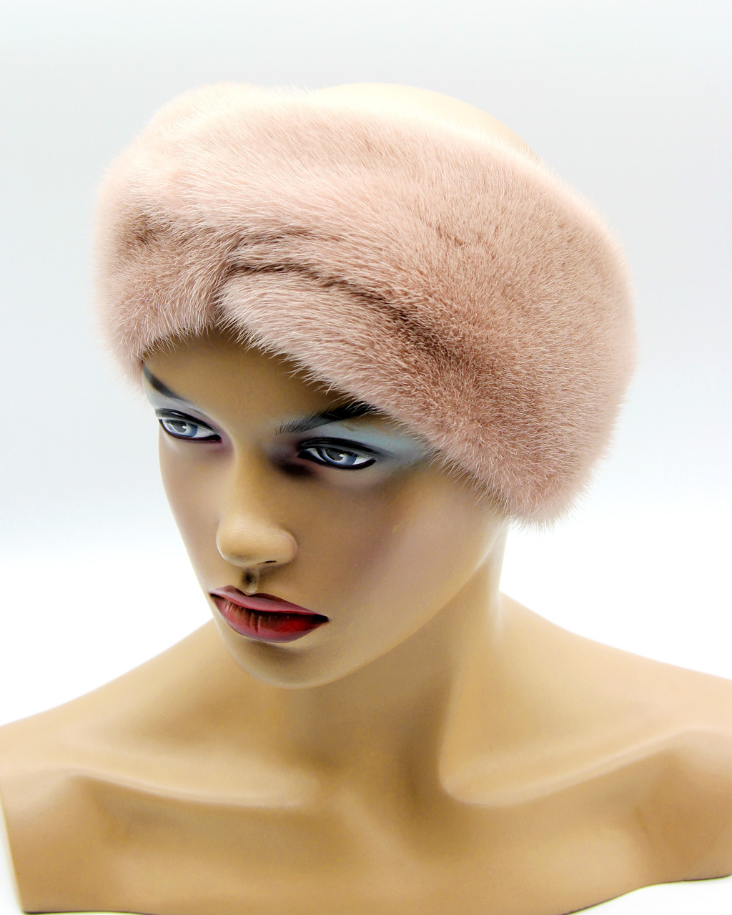 Женская меховая повязка Тюрбан на голову норковая пудра - фото 1 - id-p10515196
