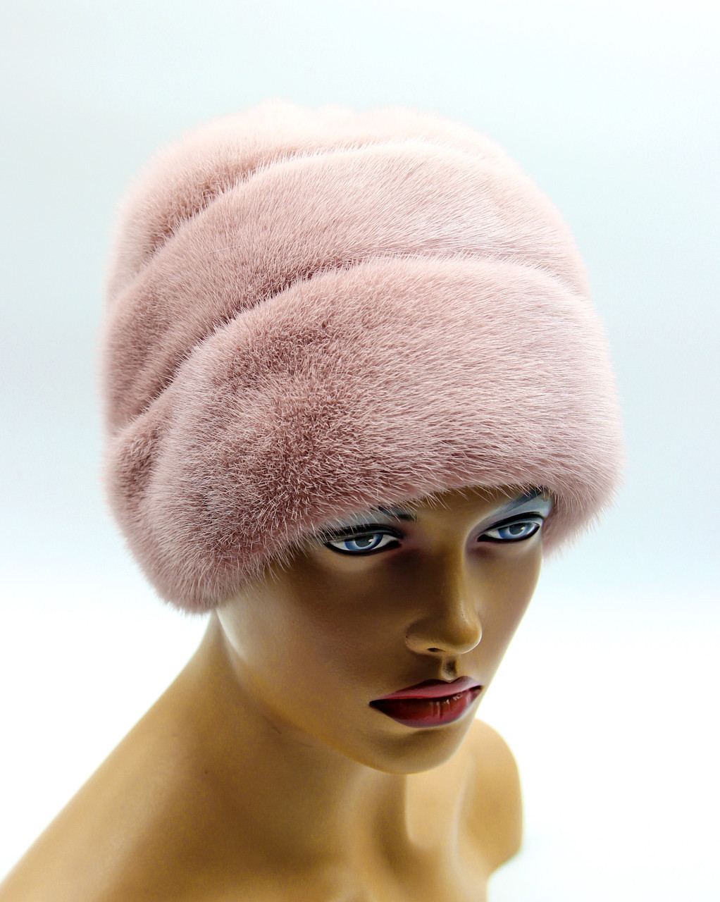 Женская норковая шапка меховая Роза бледно розовая - фото 1 - id-p10515201